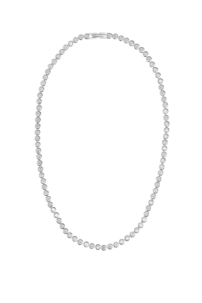 Lotus Tennis Necklace, Silver
