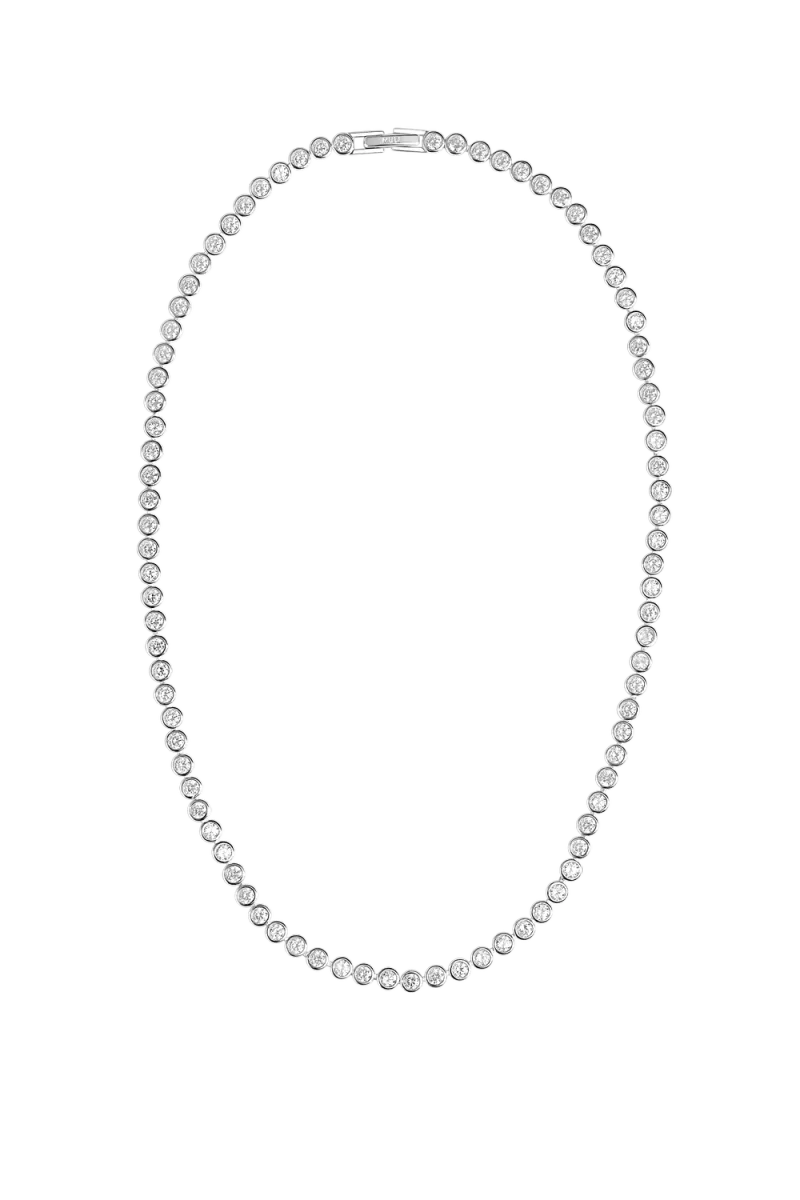 Lotus Tennis Necklace, Silver