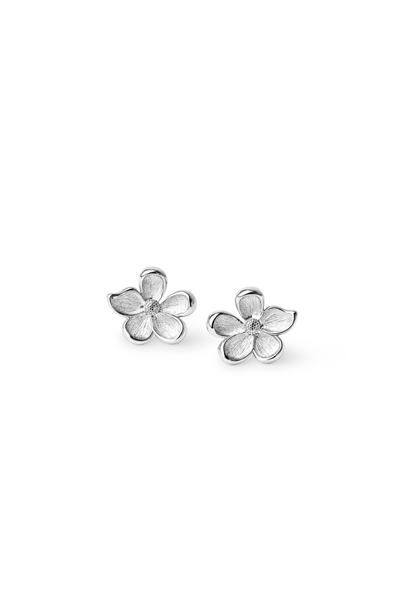 Midi Flower Earrings, Silver