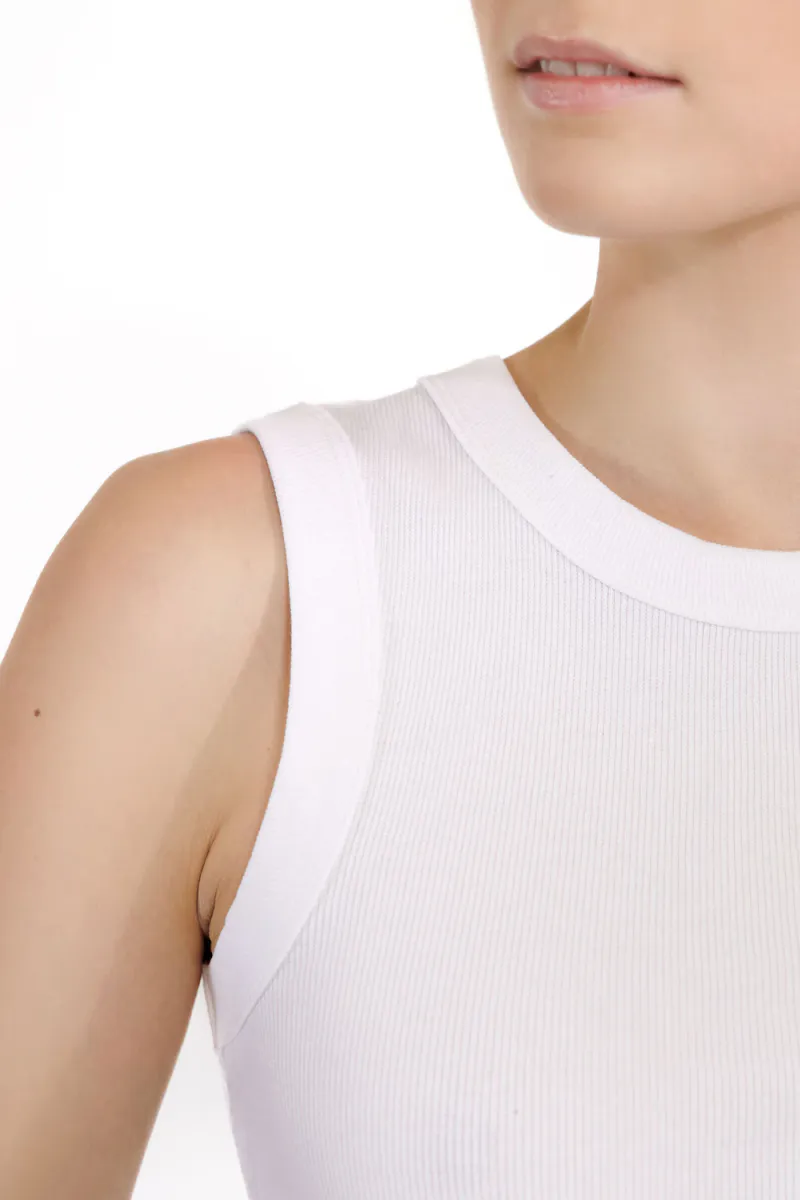 Tank Crew-Neck Ribbed, White