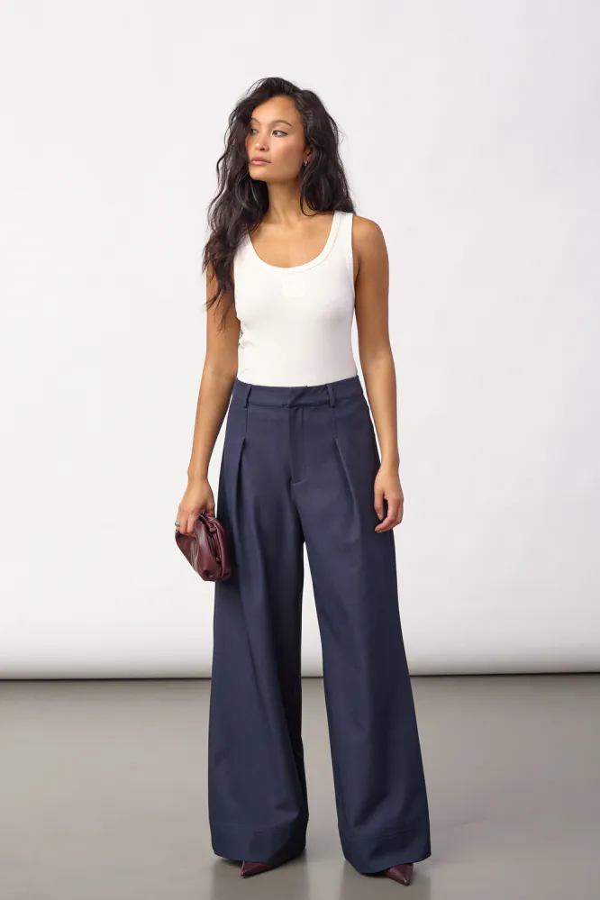 Luna Pleat Pant, Navy