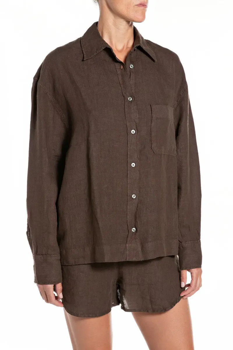Replay Linen Shirt, Coffee