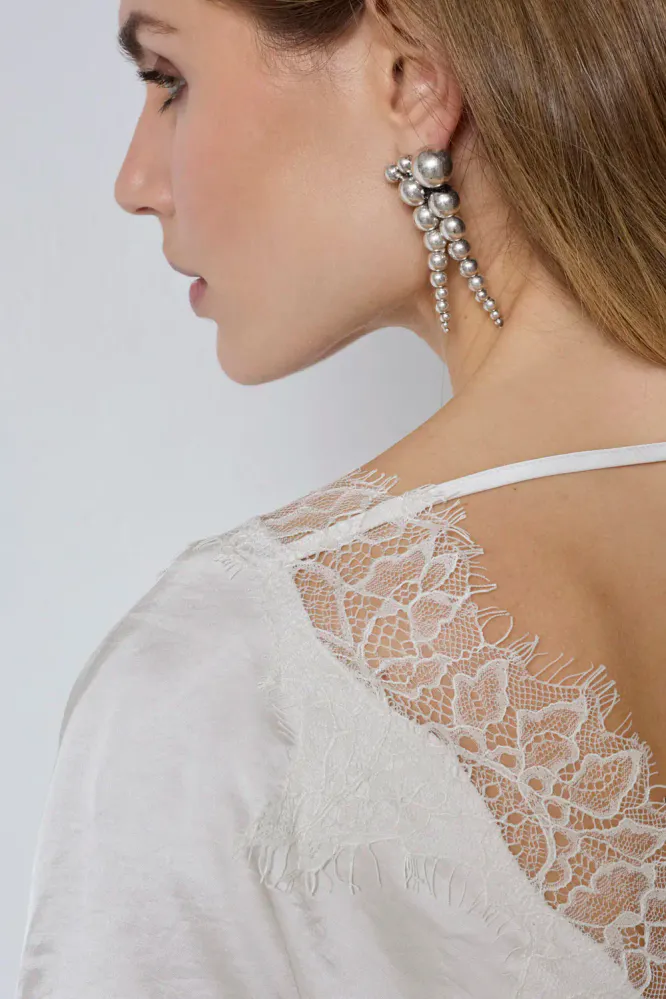 Idun Lace SS Blouse, Off white