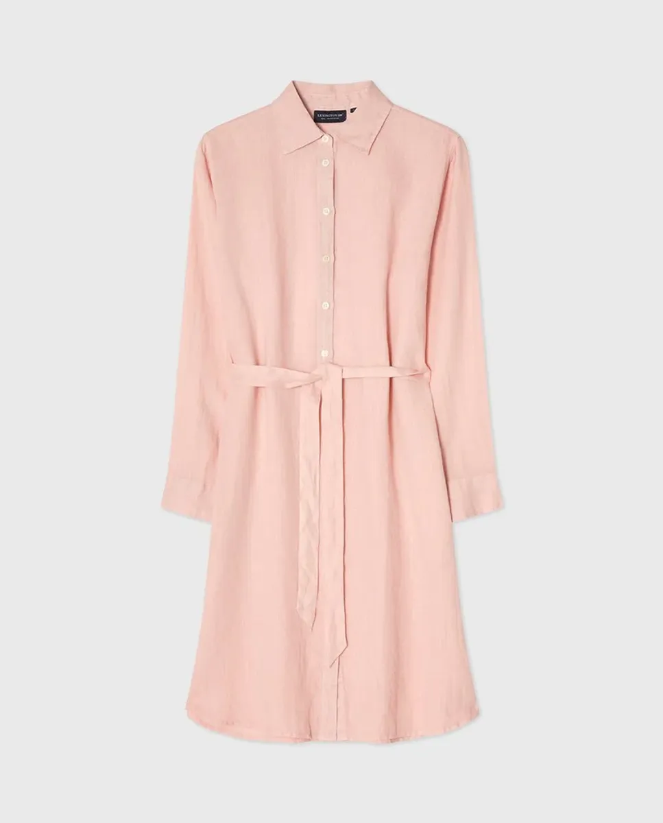 Linen Shirt Dress, Pink
