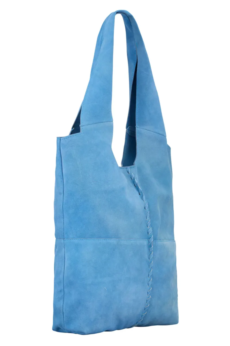 Suede Demi Bag, Azure Blue