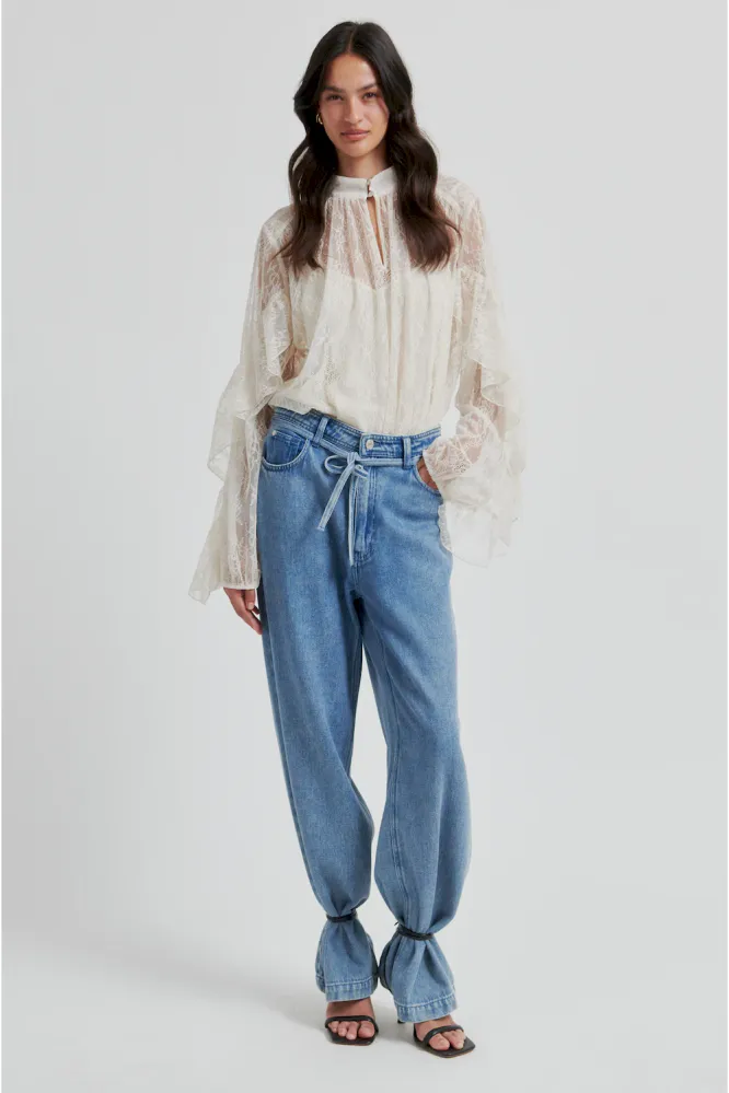 Sybell Lace Blouse, Soft Beige