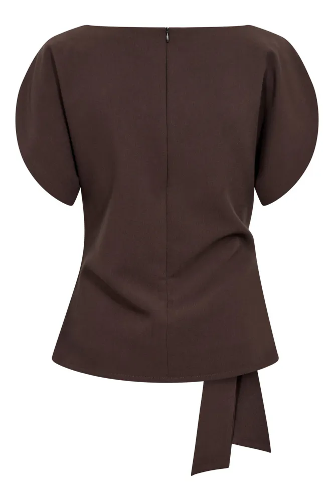 Acile Pleat SS Blouse, Brown