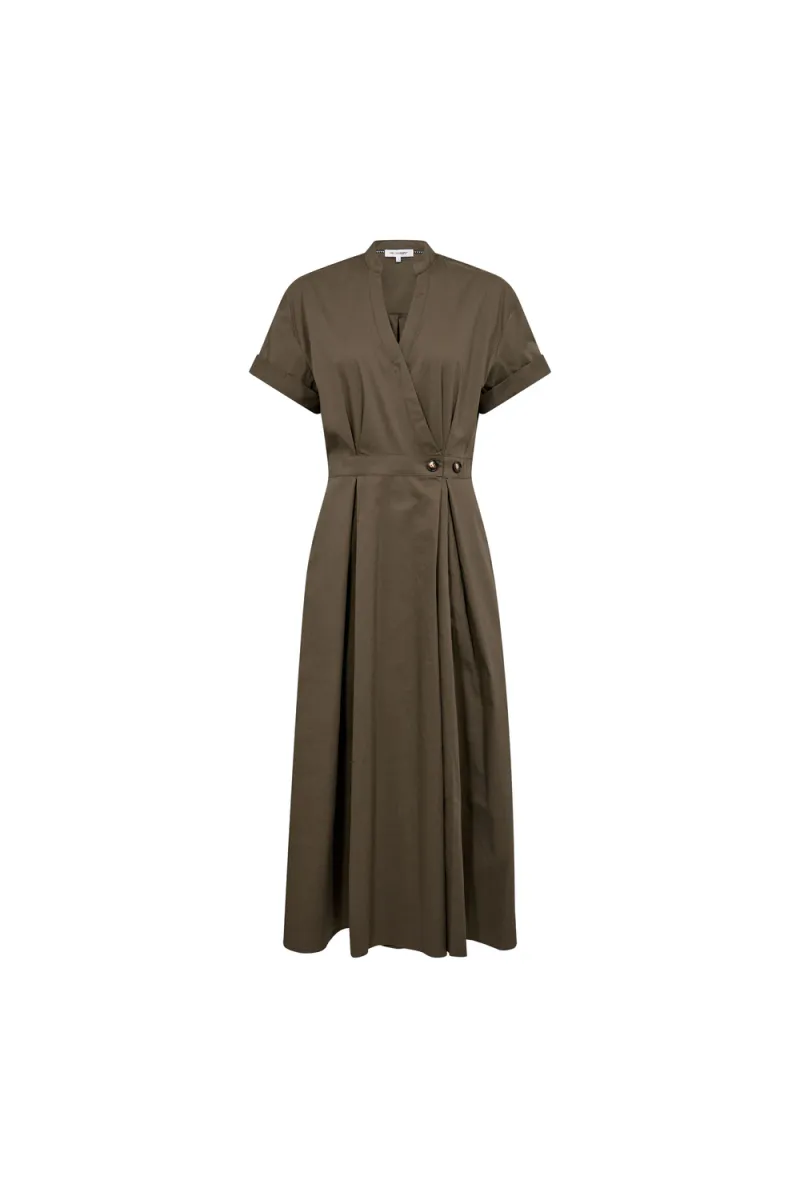 Elara SS Wrap Dress, Olive