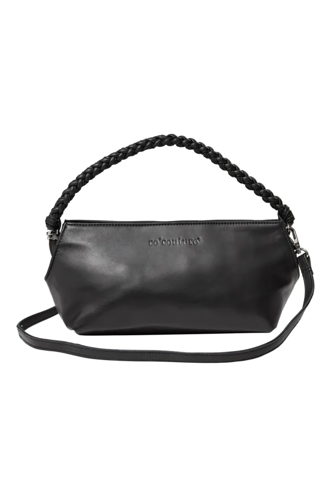 Phoebe Leather Braid Bag, Black