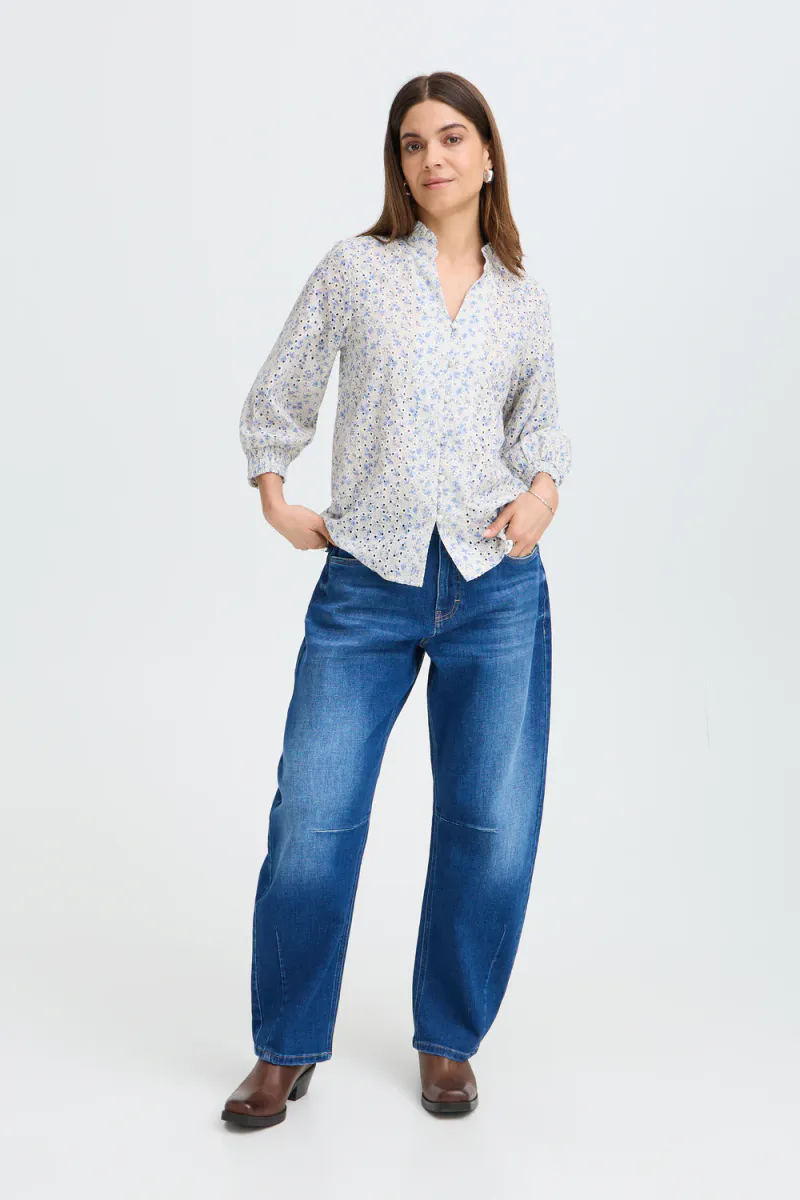 Dolores 3/4 SL Blouse, Vista Blue