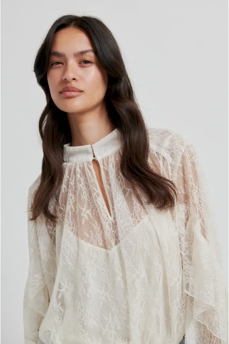 Sybell Lace Blouse, Soft Beige