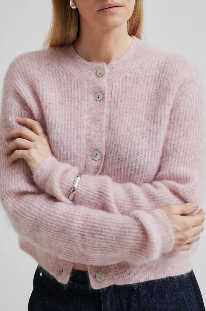 Andrea Knit Rib LS Cardigan, Sepia Rose
