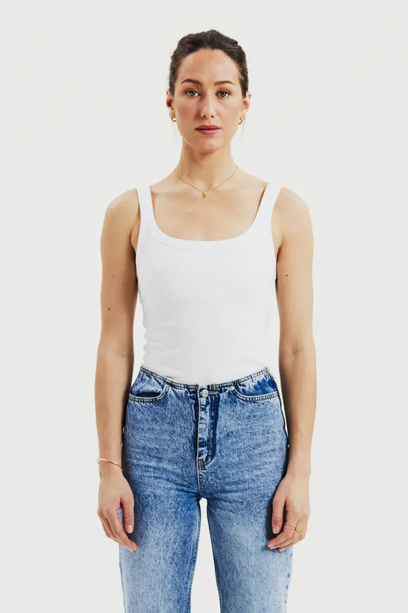 Singlet Ribbed, White