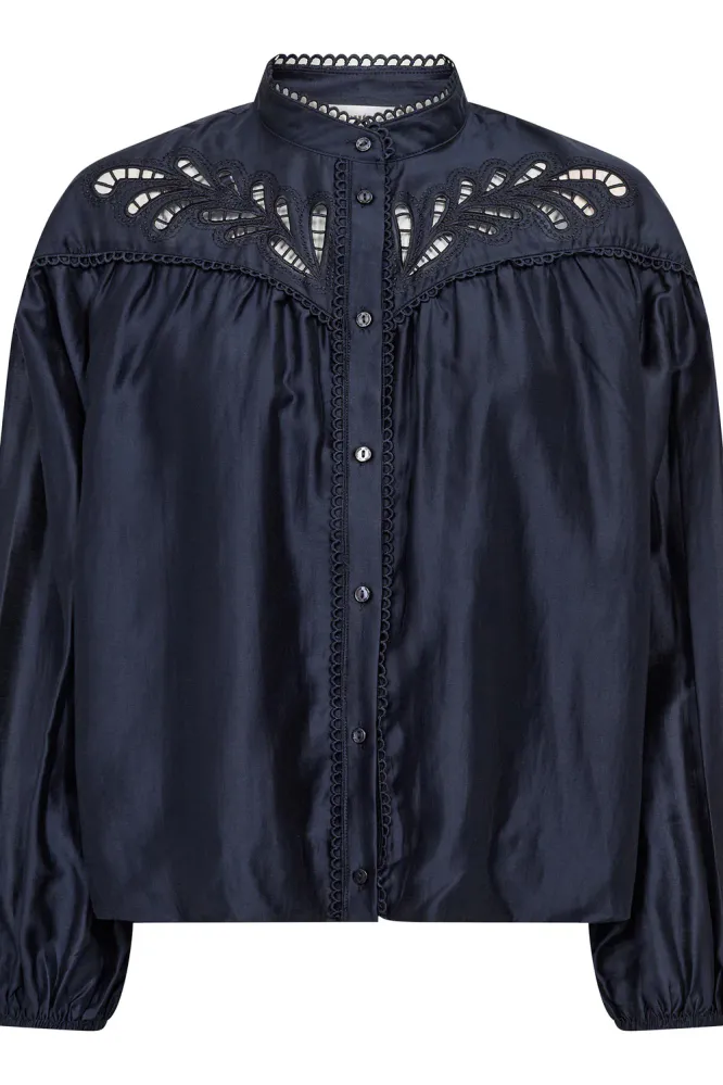 Melin Balloon Lace Shirt, Navy