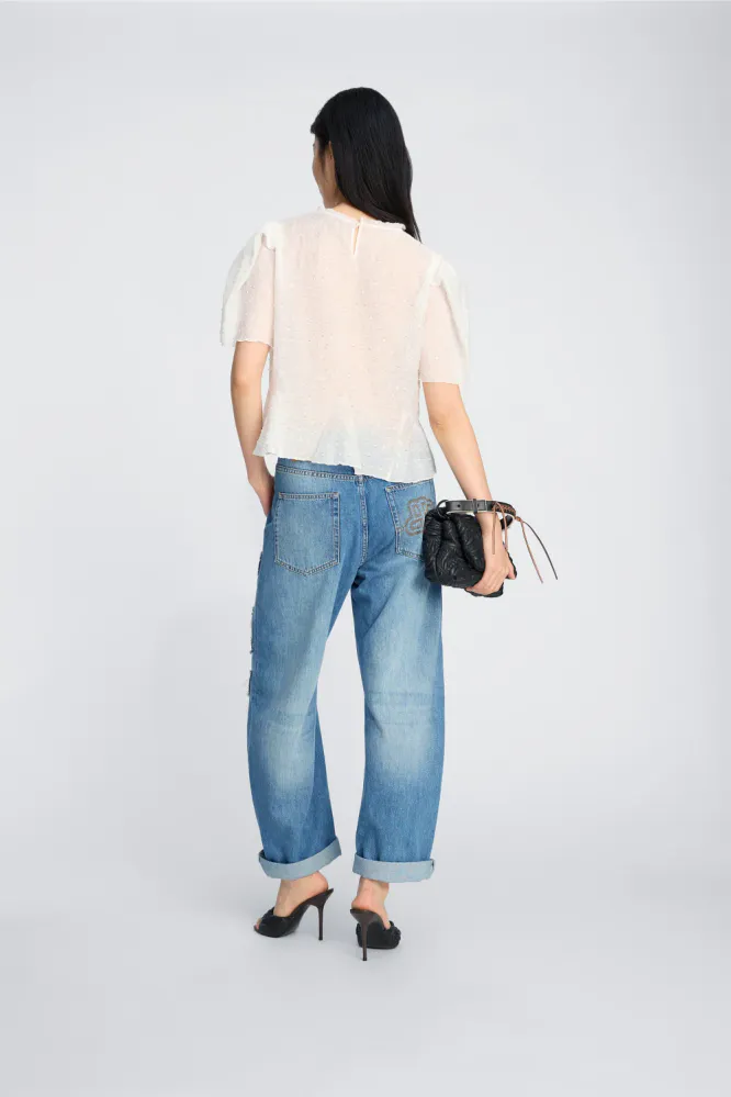 Brown Blouse, Ivory