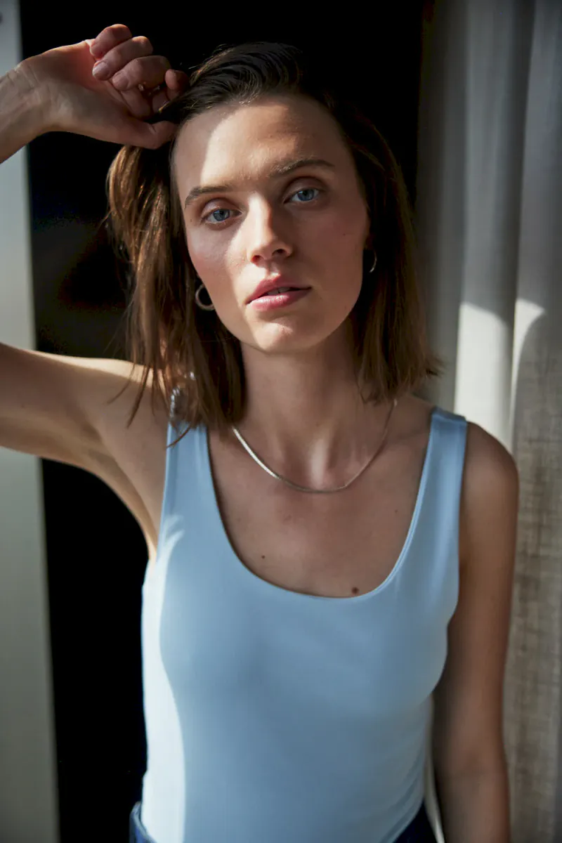 Tank Scoop Back, Sky Blue