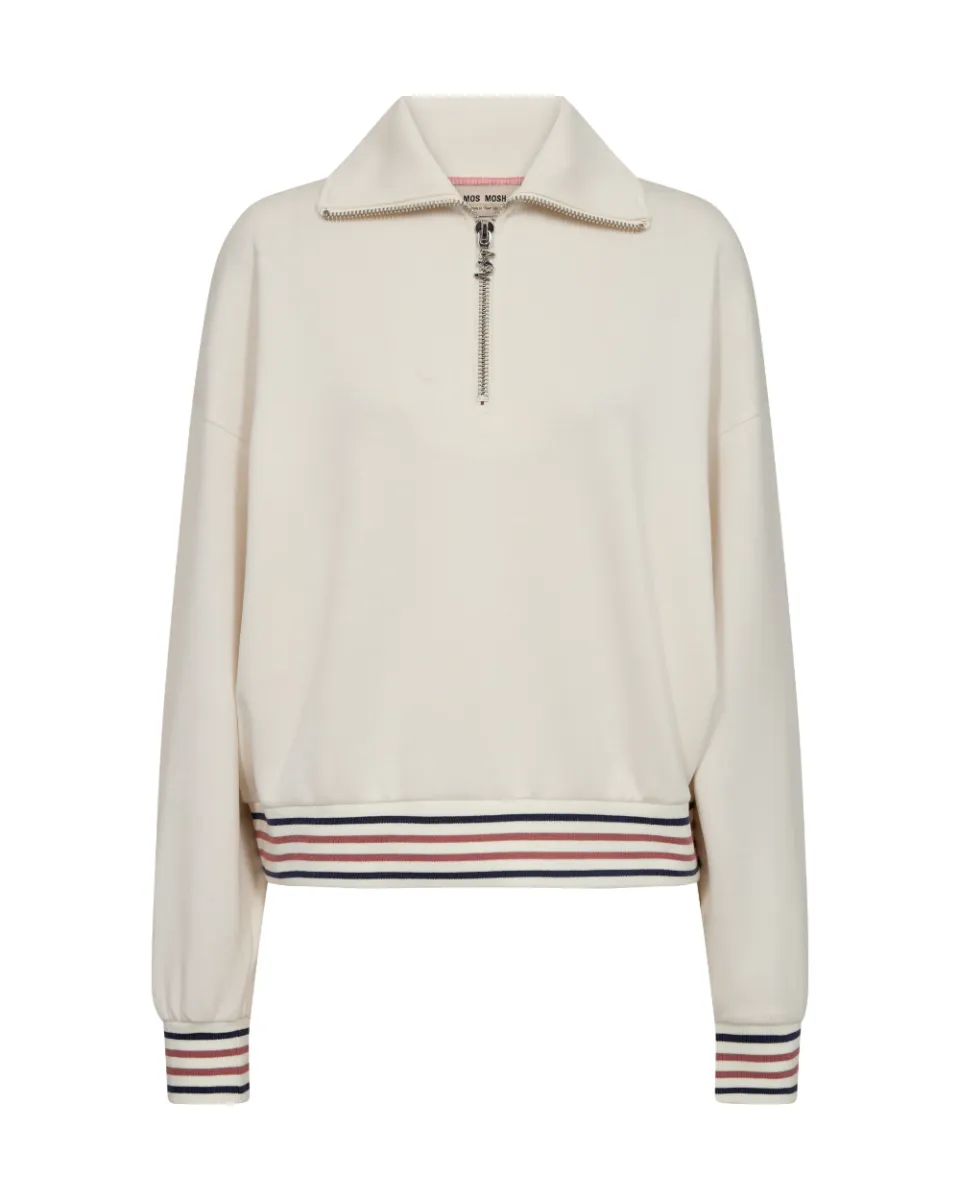 Georgia LS Zip Sweatshirt, Ecru