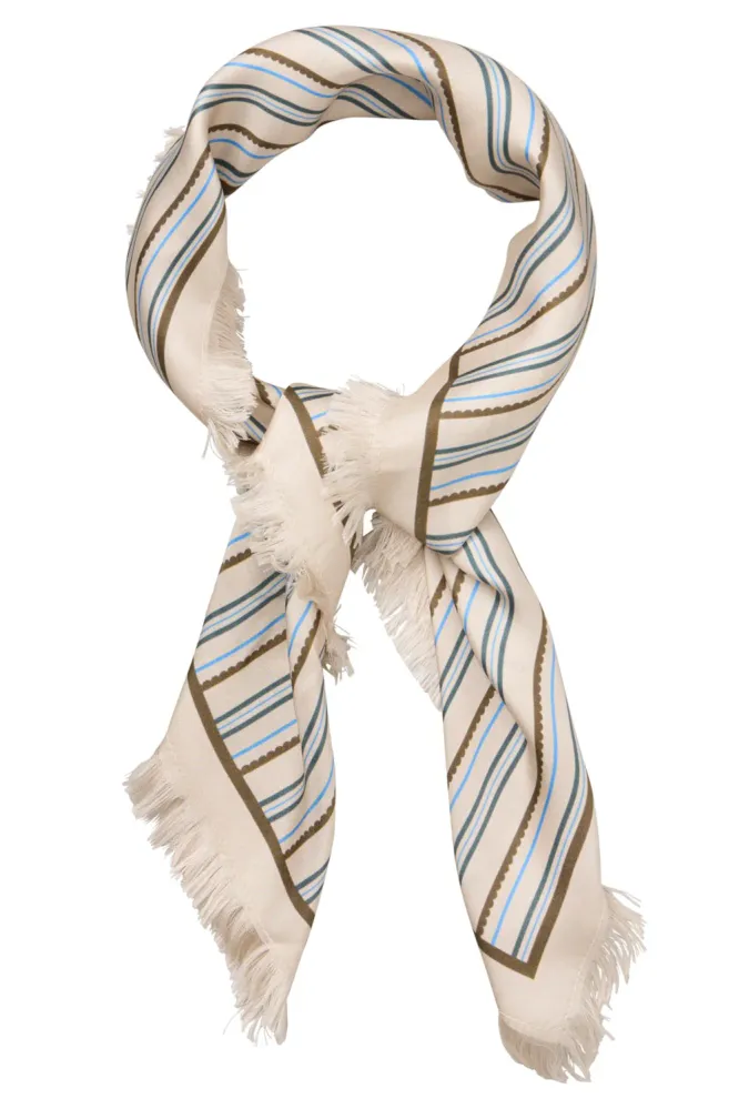 Scallopia Striped Sia Scarf, Birch White