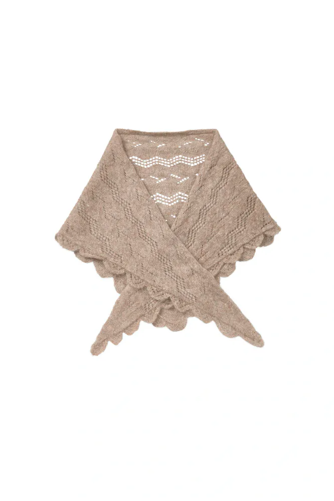 Opany Triangle Scarf, Melange Brown