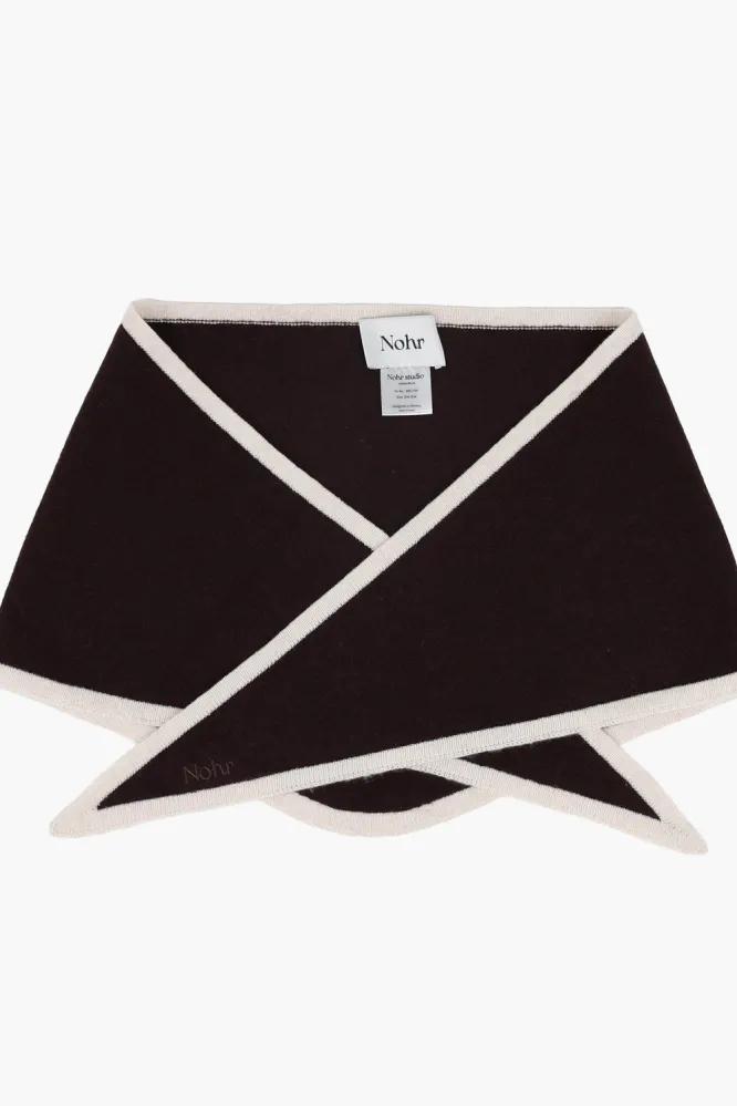 Lara Duo Wool Cashmere Triangle, Mørk brun