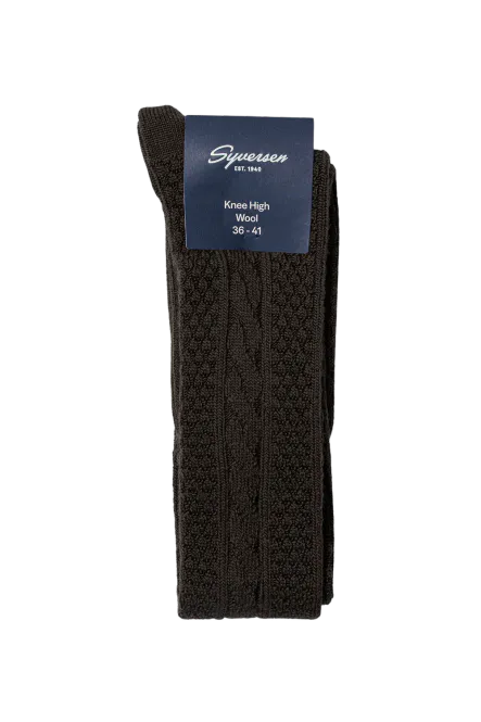 Hovedbilde Wool Cable W Knee High, Dark Brown