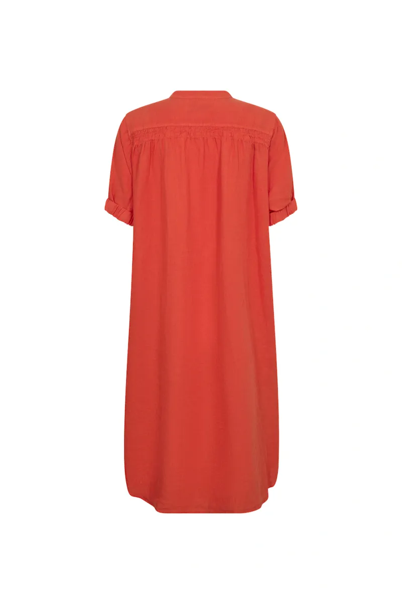 Arleth SS Linen Dress, Spicy Orange