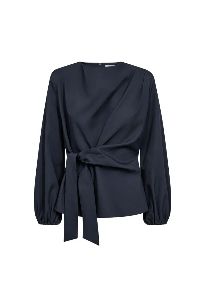Luna Tie Blouse, Navy