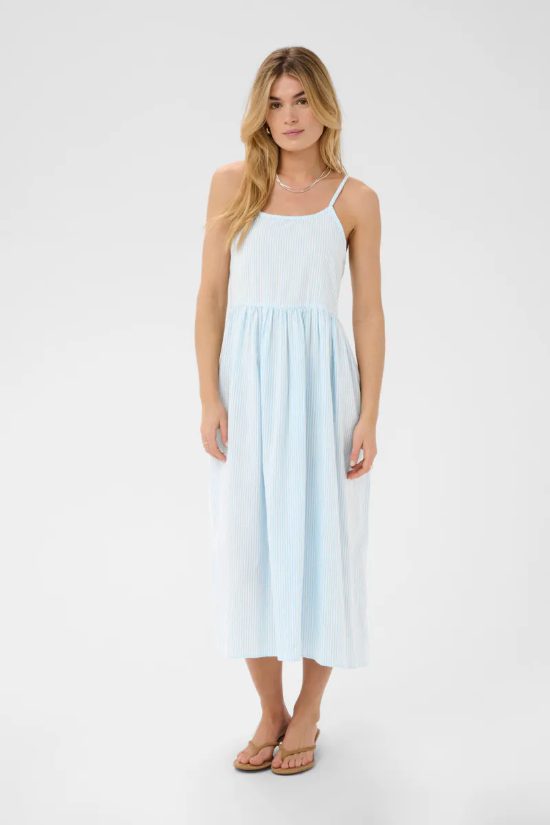 Elmiko N. Strap Dress, Cerulean Ice Stripe