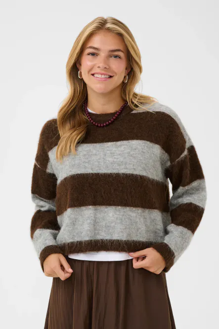 Hovedbilde Tayzie Pullover, Chocolate Grey Melange Stripe