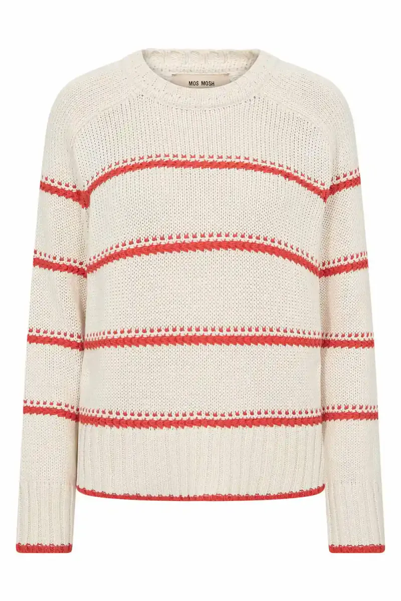 Rola Bine Stripe Crewneck Knit, Spicy Orange