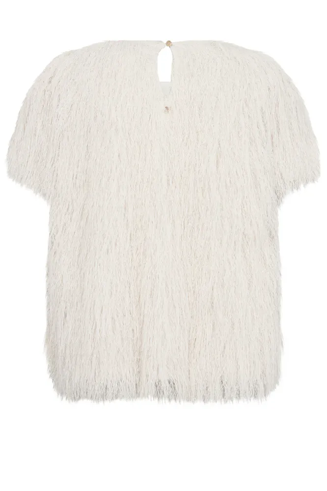 Brim O-SS Faux Fur Tee, Ecru