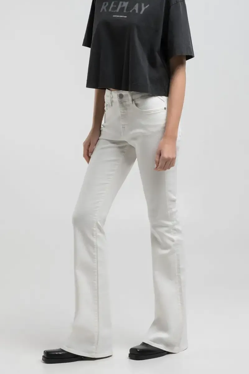Joella Pants Flare Regular Waist Fit, White