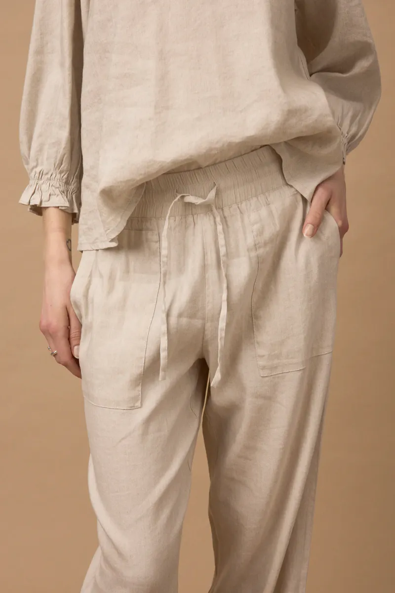 Luca Pant Full Length, Wide, Sandshell Melange