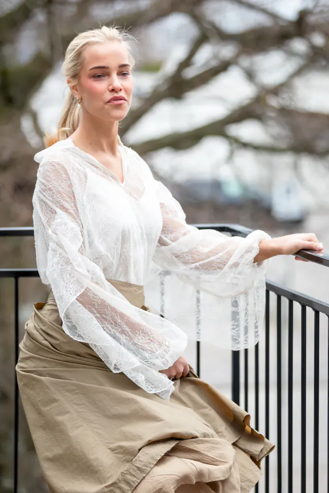 Sybell Lace Blouse, Soft Beige