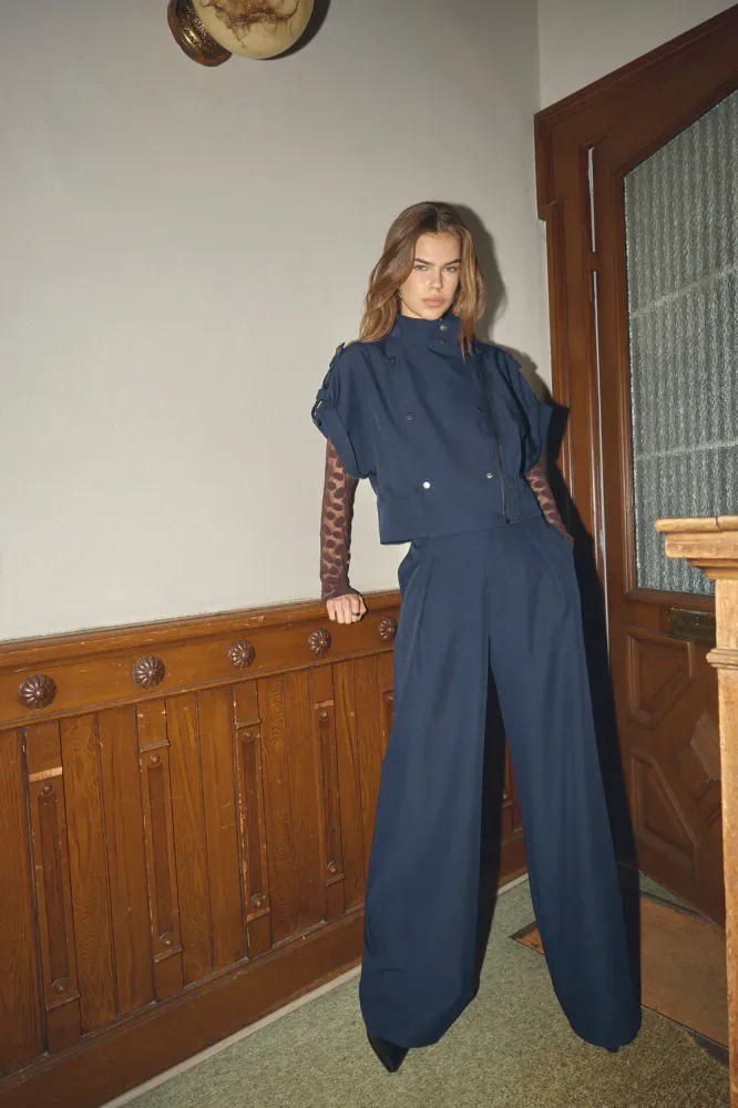 Luna Pleat Pant, Navy