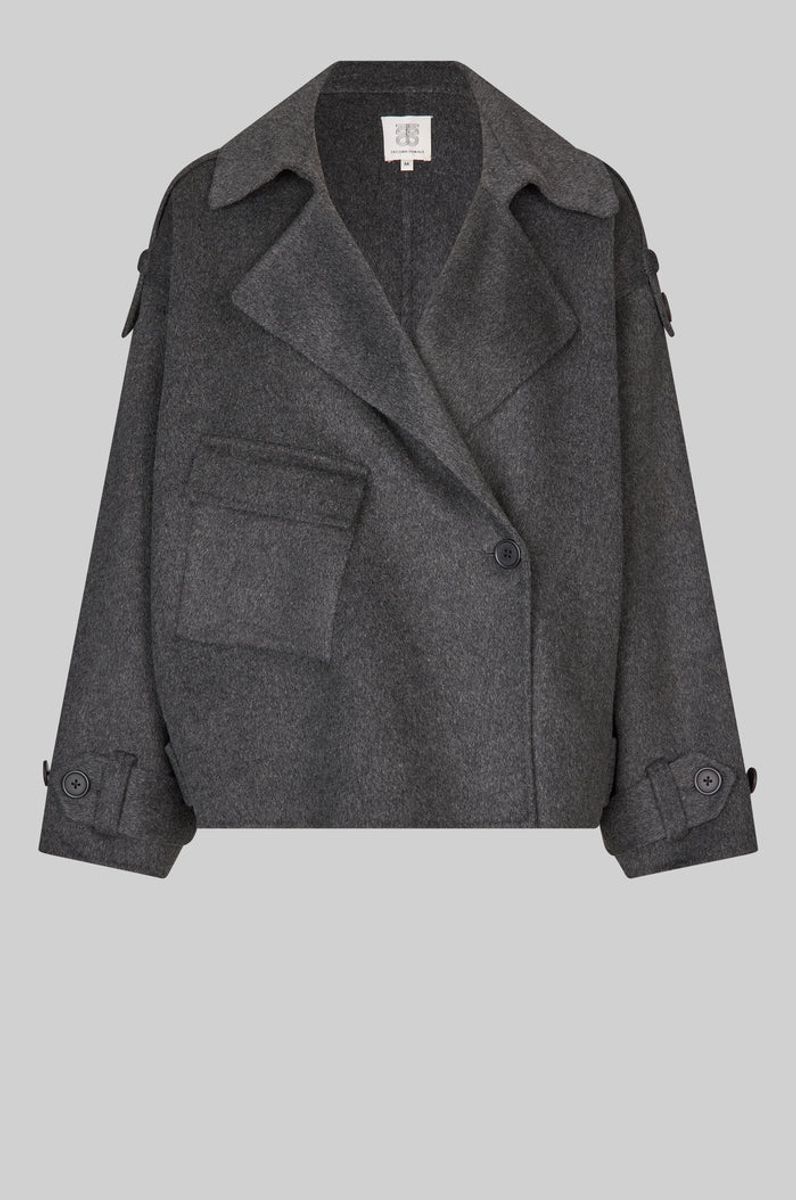 Walance Short Jacket, Dark grey Melange