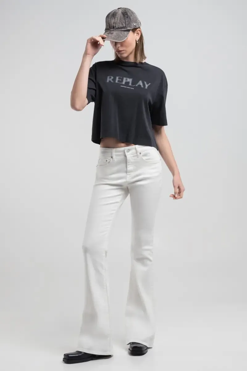 Joella Pants Flare Regular Waist Fit, White