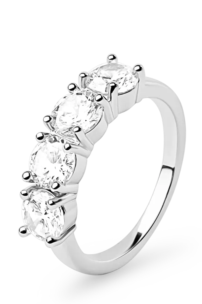 Quattro Zirconia Ring, Silver