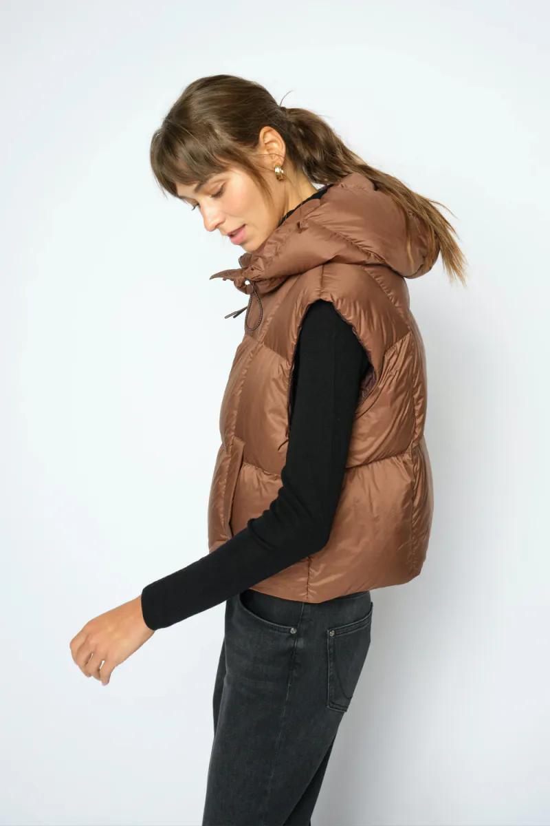Kiara Tally Down Vest, Downtown Brown