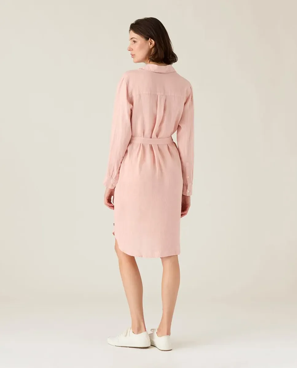 Linen Shirt Dress, Pink