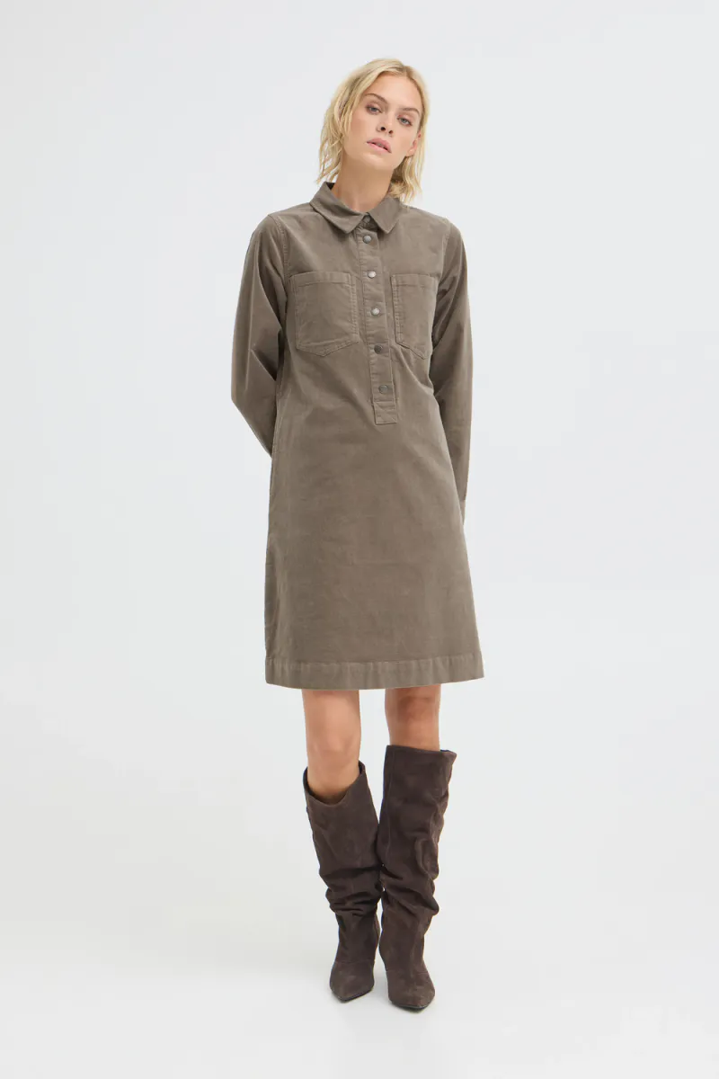 Sally Placket Dress, Walnut