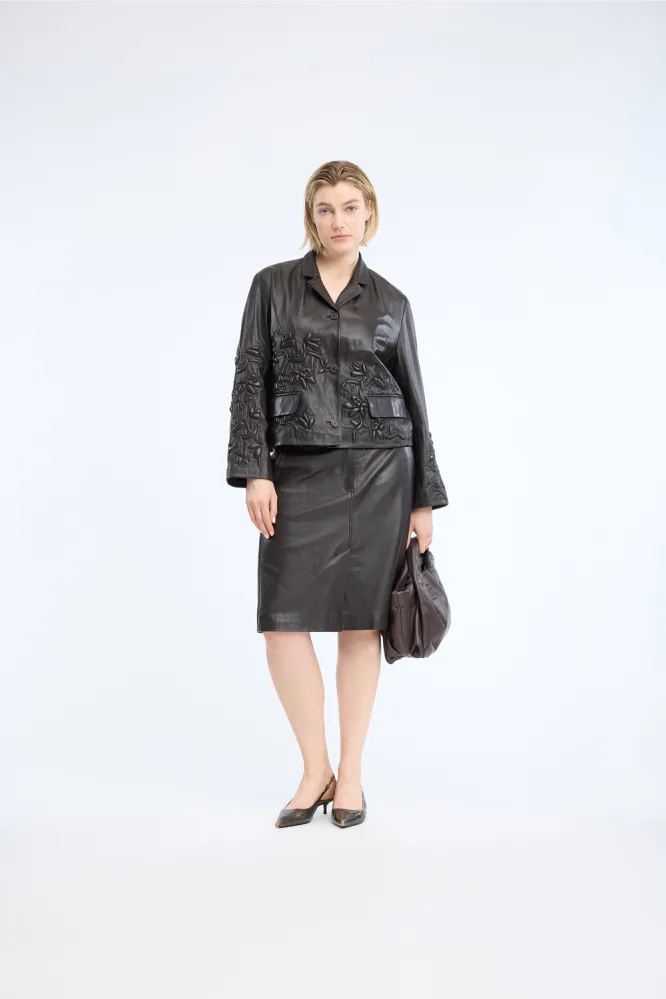 Novalie Leather Jacket, Mocca
