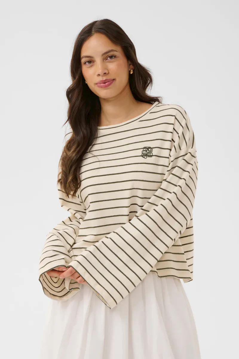 Rue T-Shirt, Olive Ice Stripe
