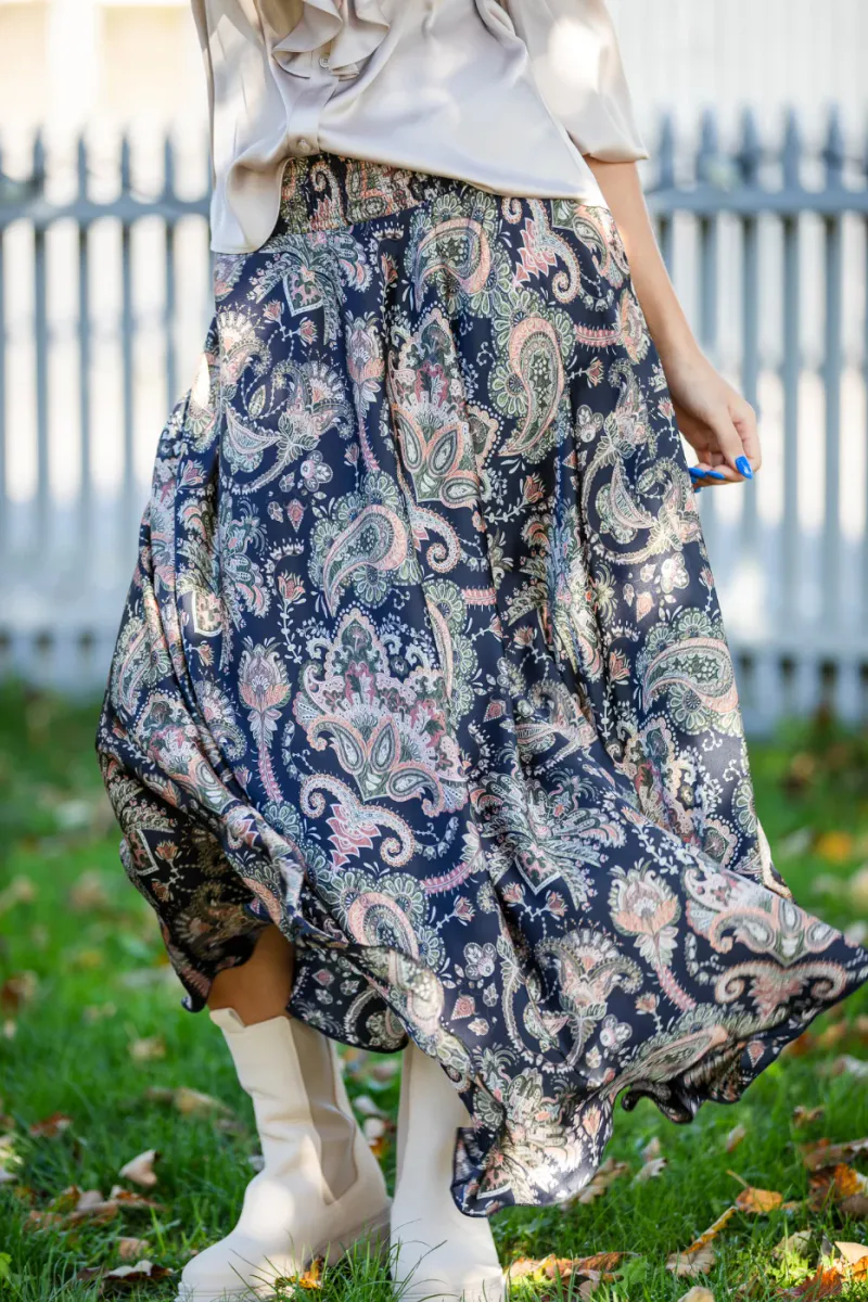 Savannah Skirt, Khaki Paisley