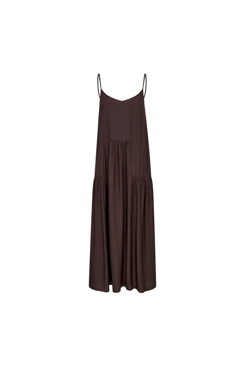 Sunrise Block Strap Dress, Dark Brown