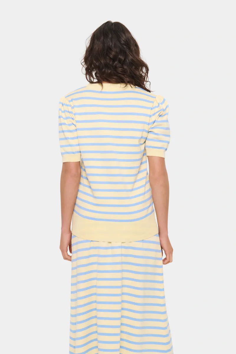 Mila SS Striped Pullover, Lemon Hydrangea Stripe
