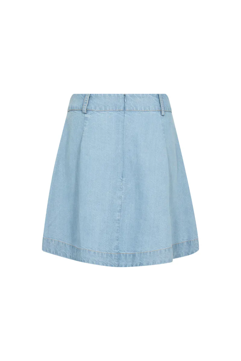 Tilly Pocket Pleat Mini Skirt, Fade Denim